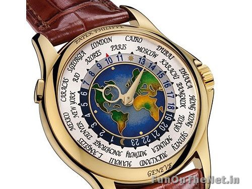 6. Patek Philippe 1939 Platinum. Giá: 4 triệu USD. Một chiếc đồng hồ độc đáo với khả năng chỉ ra thời gian ở rất nhiều thành phố khác nhau trên khắp thế giới. Năm 2002, chiếc 1939 Platinum này được bán với giá 4 triệu USD trong một cuộc đấu giá.