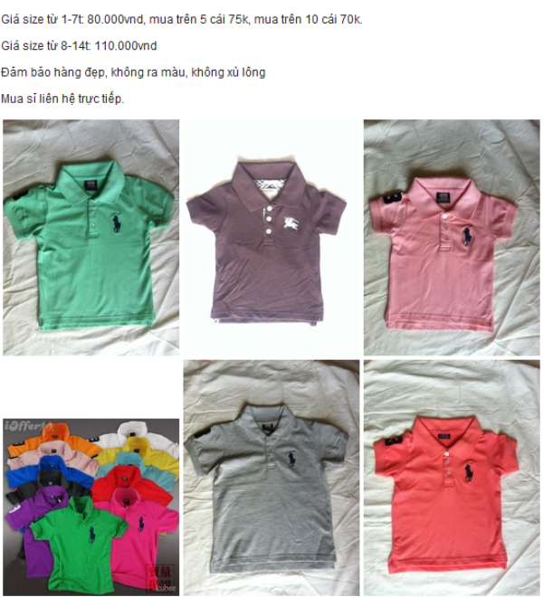 Những chiếc áo mang thương hiệu Polo nổi tiếng thế giới khi về Việt Nam có giá trên không dưới 1 triệu đồng/chiếc. Tuy nhiên, chỉ cần 1 cái click chuôt, bạn dễ dàng mua 1 chiếc áo phông gắn mác Polo thế này chưa đến 100.000 đồng.