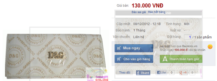 Chiếc ví cầm tay "hàng hiệu" D&G giá chỉ 130.000 đồng.