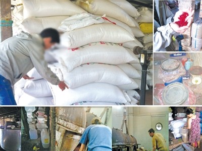 Cảnh chế biến hạt dưa pha phẩm màu công nghiệp và nhớt thải tại các cơ sở ở TPHCM và Tây Ninh. Ảnh: Lê Nguyễn.