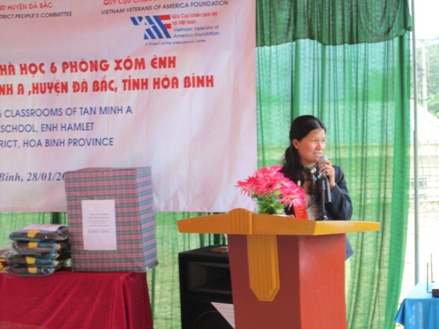 Bà Nguyễn Thu Thảo, Trưởng đại diện Qũy Cựu chiến binh Mỹ tại Việt Nam (VVAF) phát biểu.
