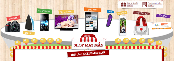 Chương trình “Shop may mắn” của 123.vn để có cơ hội trở thành chủ nhân của những sản phẩm HOT nhất trong tháng 05 này.
