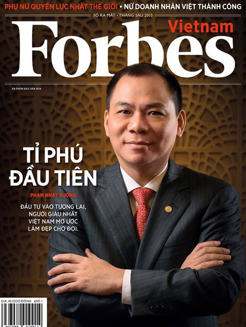 Ông Phạm Nhật Vượng trên bìa tạp chí Forbes Việt Nam.
