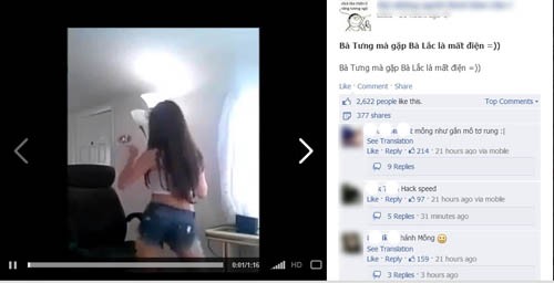 Clip "hot girl lắc hông" gây sốt mạng xã hội ăn theo "Bà Tưng" trong thời gian qua.