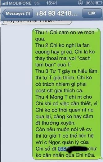 Tin nhắn cuối cùng Chi Pu gửi cho Đầu Tròn ngày 21/6/2013.