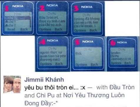 Hình ảnh về nội dung tin nhắn được cho là của Chi Pu gửi tới Đầu Tròn được đăng tải trên facebook của Jimmii Khánh.
