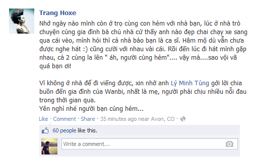 Thảo Trang chia sẻ ký ức về "người bạn cùng hẻm" trên trang cá nhân.