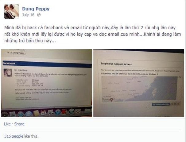 Lần 2 Dung bị hack tài khoản.