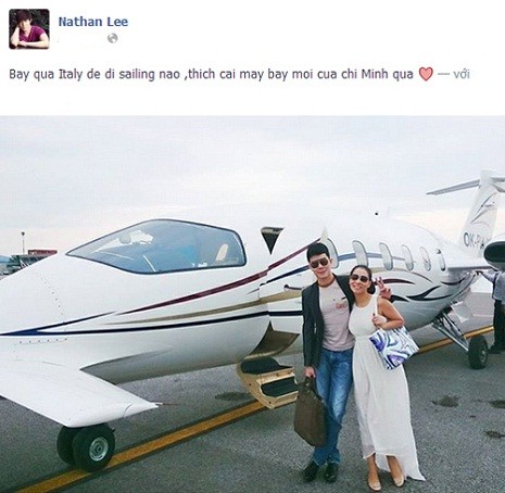 Chiếc máy bay được Nathan Lee khoe là của ca sĩ Thu Minh.