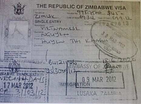 Visa tại Zimbabwe