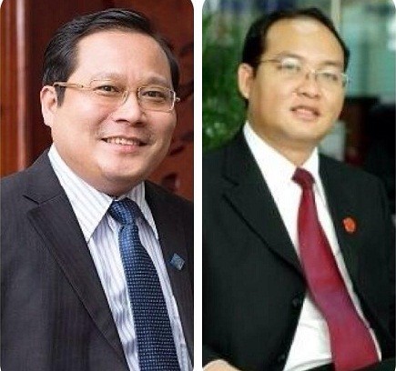 Ông Phan Huy Khang (trái) và ông Nguyễn Miên Tuấn (phải) mới được bổ nhiệm vào chức Phó chủ tịch HĐQT ngân hàng Sacombank.