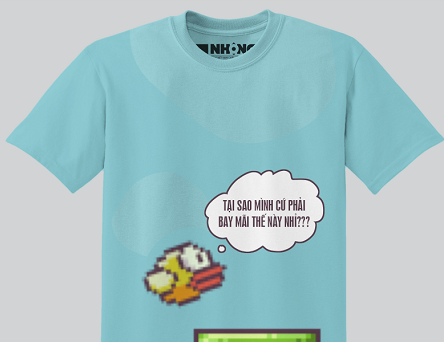 Mẫu áo ngộ nghĩnh từ chú chim Flappy Bird do Công ty Nhộng thiết kế.