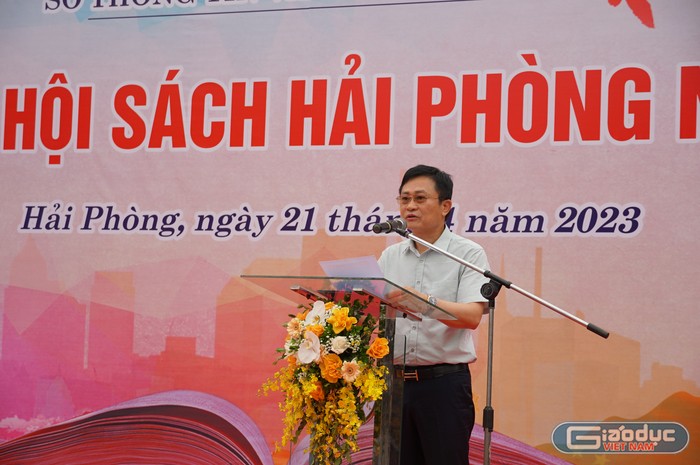 Ông Phạm Văn Tuấn – Giám đốc Sở Thông tin và Truyền thông phát biểu khai mạc Hội sách Hải Phòng năm 2023 (Ảnh: Phạm Linh)