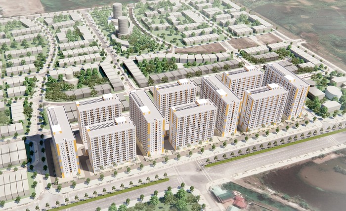 Dự án nhà ở xã hội thuộc Khu đô thị - dịch vụ thương mại và nhà ở công nhân Tràng Duệ tại huyện An Dương có quy mô hơn 2.500 căn (Ảnh phối cảnh dự án)