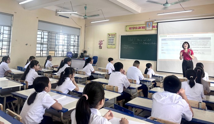 Trường Trung học cơ sở Lê Quý Đôn, thị xã Quảng Yên, Quảng Ninh có tỷ lệ 100% học sinh tham gia bảo hiểm y tế (Ảnh: Dương Trường)
