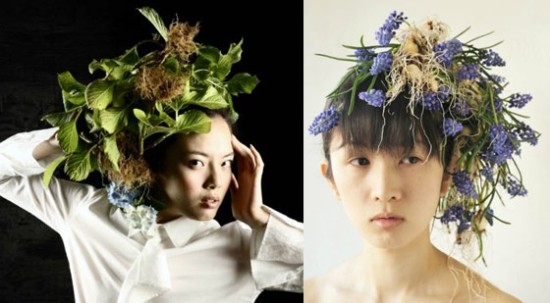 Bạn có thể thấy trên mái tóc của các cô người mẫu có cả những quả ớt chuông, bông cải xanh, củ cải, hoa lá... - quá đặc biệt đối với một mái tóc.