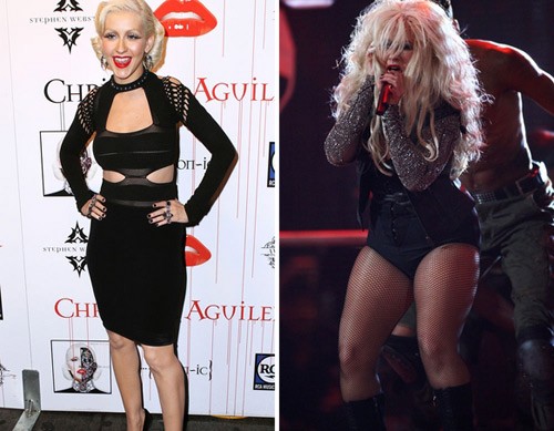 Năm 2010, Christina Aguilera thon thả và sang trọng bao nhiêu thì năm nay, cô lại xồ xề và xấu xí bấy nhiêu.