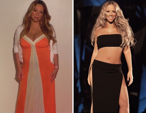 Năm ngoái, Mariah Carey béo ú do 'bận' mang bầu. Chỉ sau vài tháng sinh con, cô đã trở về phom chuẩn như ngày xưa tuyệt đẹp. Chính xác là cô đã giảm được 20kg đấy fan ạ.