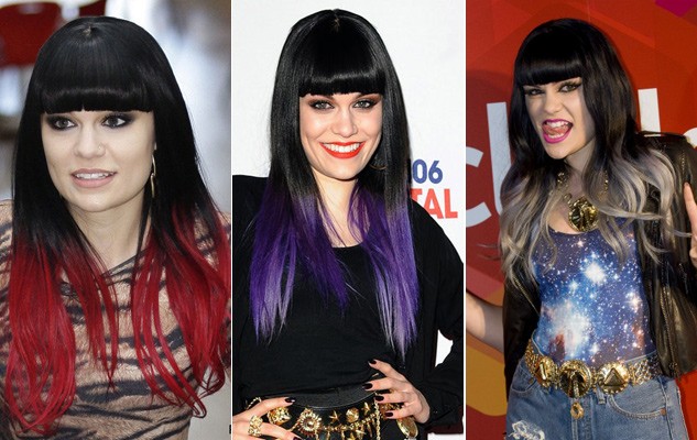 Jessie J đang theo "bám đuổi" Lady GaGa, Nicki Minaj trong khoản đổi màu tóc. 3 kiểu tóc trên đây của cô nàng là định nghĩa tiêu biểu cho style nhuộm nhúng.
