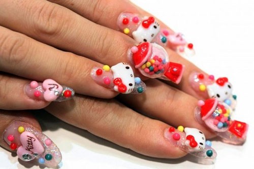 Mèo Kitty được ưa chuộng. Xem thêm mẫu nail đẹp: Những mẫu móng tay đẹpnhất trong mùa Đông/ Móng tay cho cô dâu ngày cưới / Nail xinh đón Noel