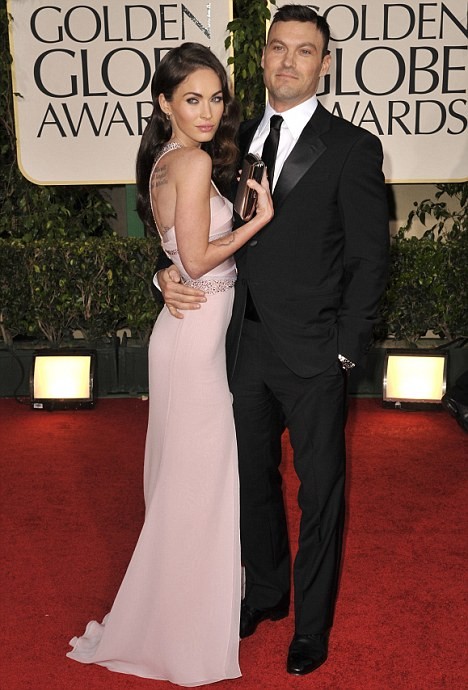 Megan Fox và chồng tại lễ trao giải Quả cầu vàng ở LA năm ngoái