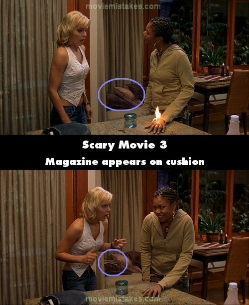 Trong phim Scary Movie 3, tờ tạp chí tự dưng xuất hiện trên gối ở cảnh trước và cảnh sau.
