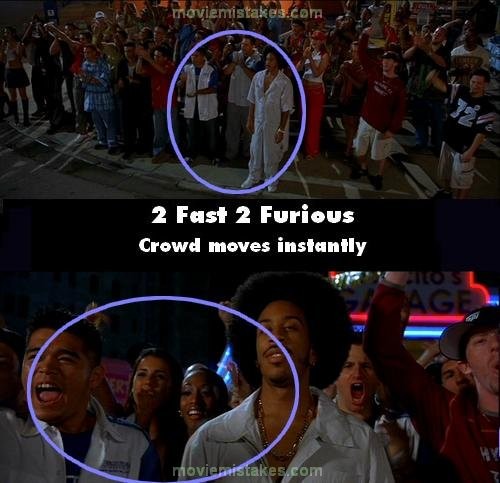 Nhìn từ hướng nào thì Tej trong phim 2 Fast 2 Furious vẫn còn đứng cách đám đông vài bước chân, nhưng khi nhìn gần thì đã thấy anh bị mọi người vây quanh tự lúc nào