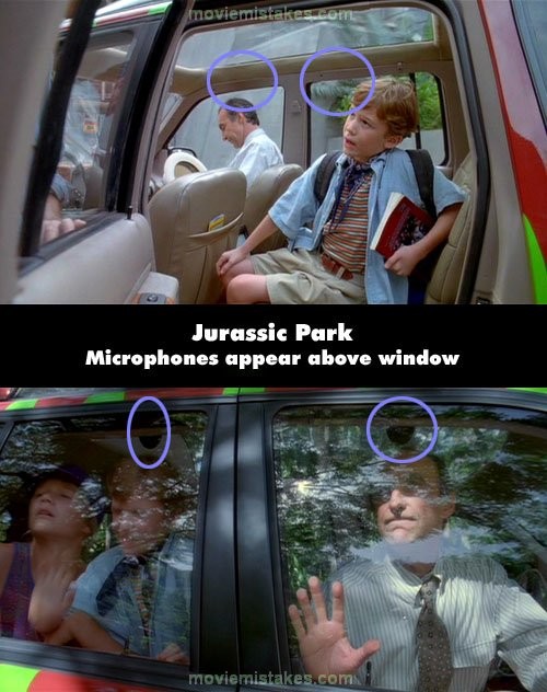 Phim Công viên khủng long, phát hiện micro phía bên trên cửa kính ô tô
