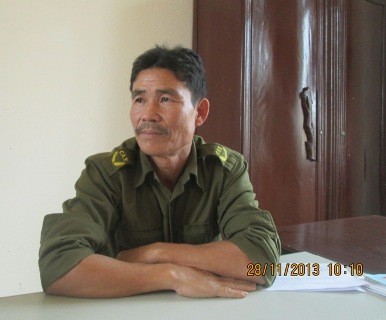 Ông Lê Văn Thủy, Phó trưởng công an xã Quảng Tân (Quảng Xương) làm vệc với PV
