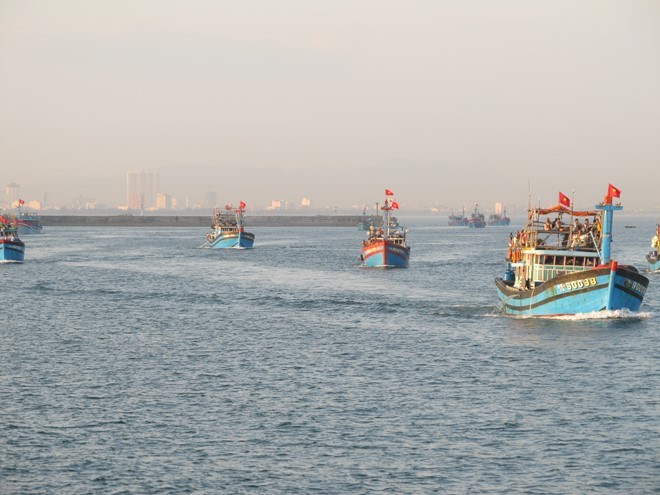 Hiện đang là vụ đánh bắt chính của ngư dân miền Trung trên biển Đông (ảnh: Báo Lao động)