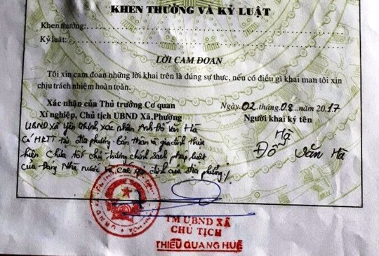 Anh Đỗ Văn Hà từng bị bút phê gây khó của lãnh đạo xã Yên Thịnh. Ảnh Xuân Quang.