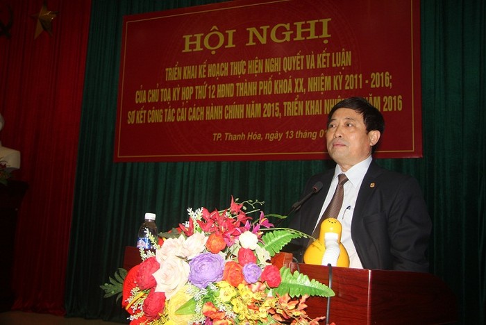 Ông Đào Trọng Quy, phát biểu tại kỳ họp thứ 12 Hội đồng nhân dân Thành phố khóa XX. Ảnh tư liệu: http://thanhhoacity.gov.vn