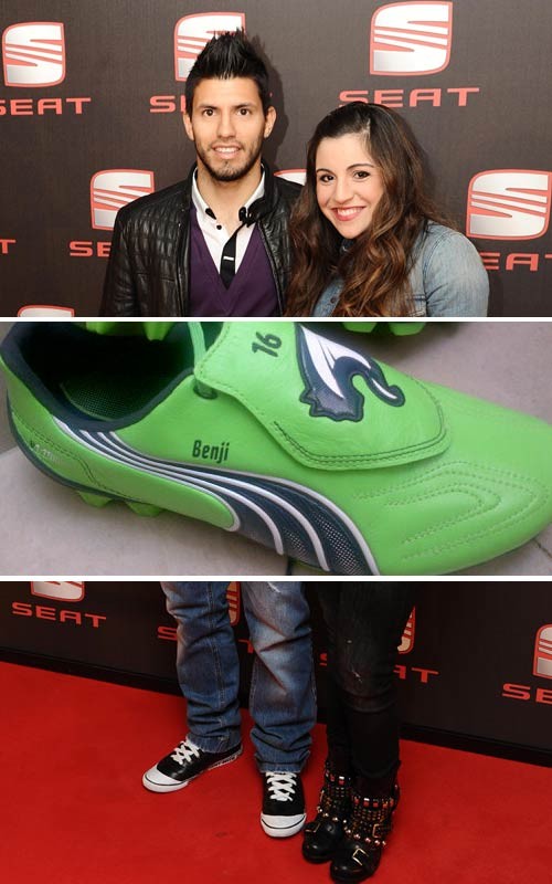 Giày của “El Kun” Aguero có chữ Benji, là tên thân mật của con trai anh (Benjamín Agüero Maradona).