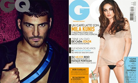 Casillas lên trang bìa cùng diễn viên Mila Kunis.