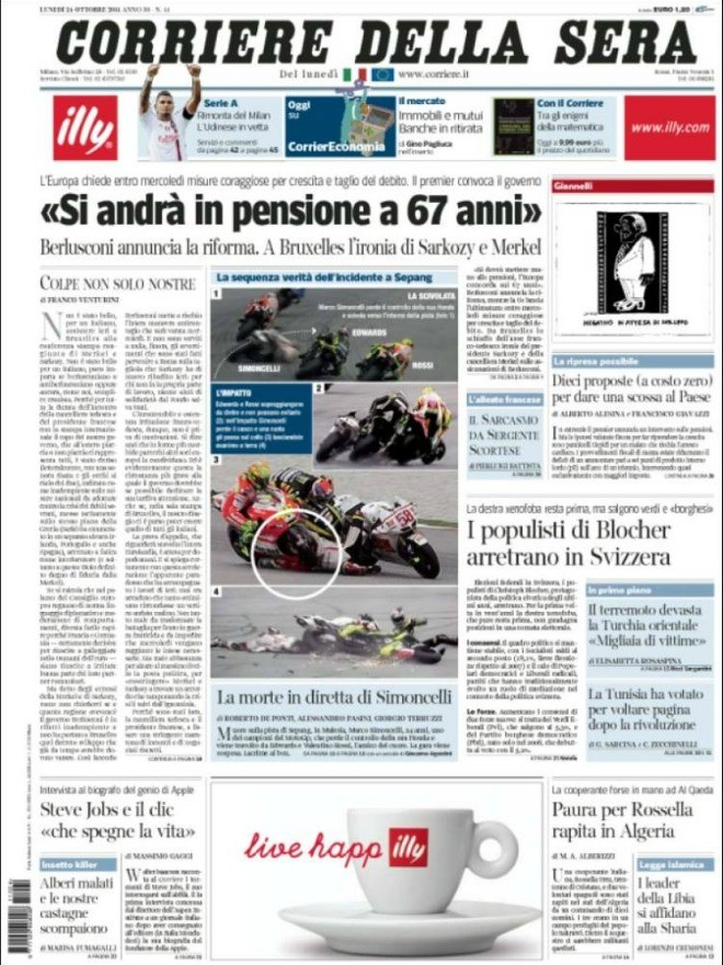 Cái chết của Simoncelli (Corriere della Sera)