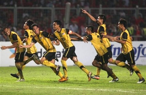 Cầu thủ Malaysia ăn mừng chiến thắng nghẹt thở...