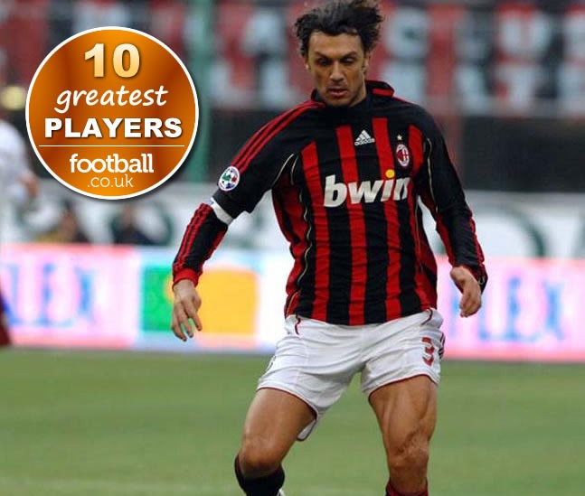 Xếp thứ 10 là Paolo Maldini, hậu vệ có thể xem là xuất sắc nhất mọi thời đại. (Xem Paolo Maldini: nghệ sĩ nơi hàng phòng ngự)