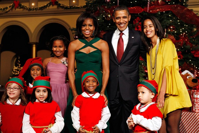 Gia đình tổng thống Mỹ Obama mừng Giáng sinh ở Nhà Trắng.