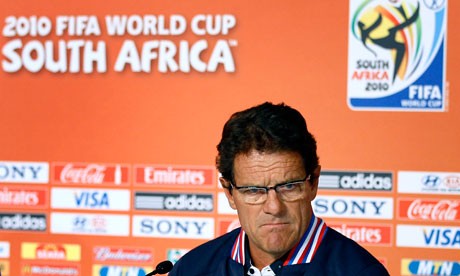 HLV Capello và tuyển Anh đã không thành công ở World Cup 2010.
