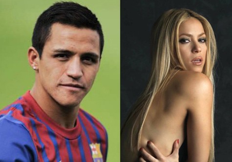 Tiền đạo Sanchez và nữ ca sĩ Shakira.