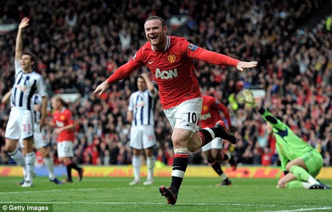 Rooney cười hết cỡ sau bàn thắng mở tỷ số cho Man United.
