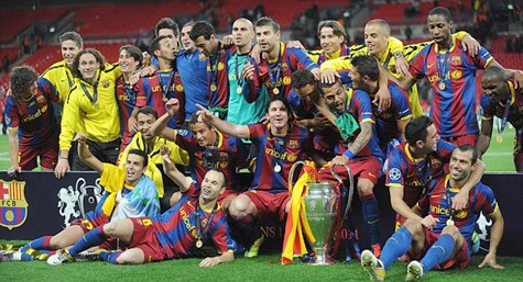 Barcelona vô địch ở Wembley sau khi đánh bại Manchester United hồi tháng 5/2011.