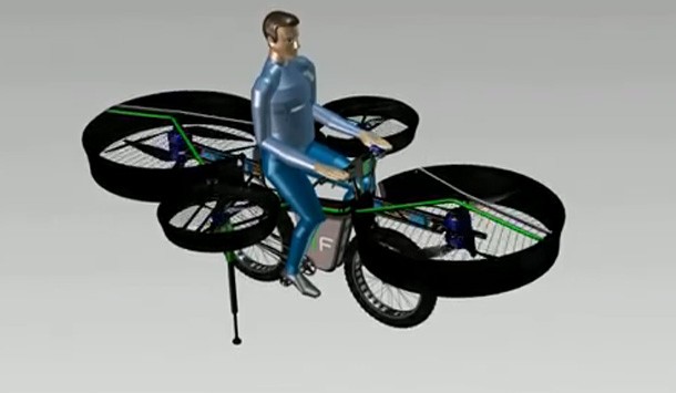 Ý tưởng xe đạp bay với 4 động cơ.