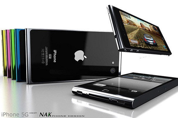 2. iPhone 5G - Ý tưởng iPhone 5G của studio thiết kế NAK (Pháp) có đầu trên và dưới tròn, có 4 lựa chọn màu sắc, giống như dòng iPod Nano.