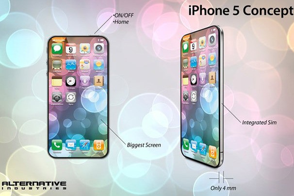 3. iPhone toàn màn hình - Ý tưởng iPhone 5 của Alternative Industries có màn hình sát cạnh 4,5-inch, không có nút Home, có SIM tích hợp và chỉ dày 4mm.