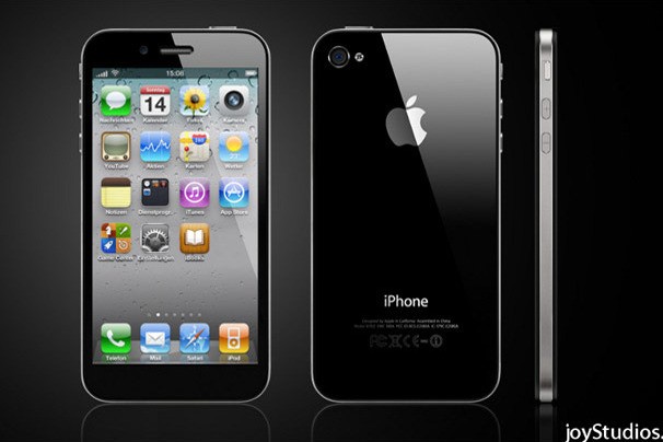 9. iPhone 5 trượt lên (slide-up) - Khái niệm iPhone 5 của Joy Studios có màn hình 4.2-inch lớn hơn, thiếu nút Home, được thay thế bằng vùng nhạy cảm cảm ứng (trượt lên để mở menu đa nhiệm).