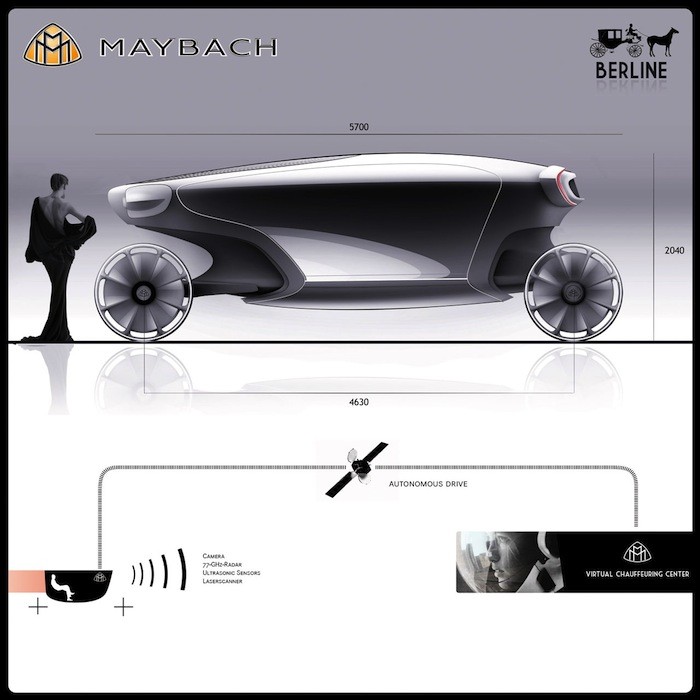 Mẫu concept Berline của Maybach có kiểu dáng tương tự các mẫu xe cổ chỉ có điều thiết kế và vật liệu sử dụng hiện đại hơn.