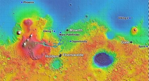 Bốn địa điểm hấp dẫn trên sao Hỏa được lựa chọn để nghiên cứu
