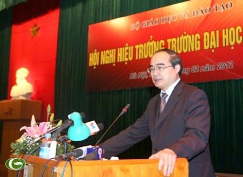Phó Thủ tướng Nguyễn Thiện Nhân tại Hội nghị Hiệu trưởng các trường ĐH, CĐ năm 2012
