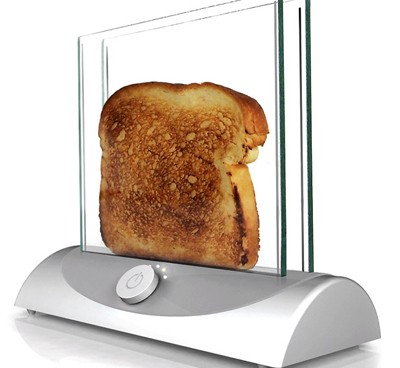 19. Máy nướng bánh mỳ bằng kính giúp bạn xem được chiếc bánh có bị cháy xém hay không.